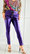 City Lights Faux Leather Italian Jogger- Purple-180 Joggers-SEE YOU IN ROME-Coastal Bloom Boutique, find the trendiest versions of the popular styles and looks Located in Indialantic, FL