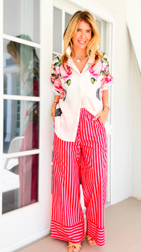 Saltwater Stripe Wide Leg Pant - Orange