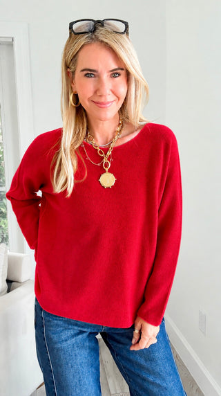 Milano Italian Knit Sweater- Red