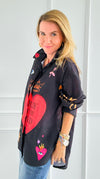 Roses Are Red Italian Blouse-110 Long Sleeve Tops-Italianissimo-Coastal Bloom Boutique, find the trendiest versions of the popular styles and looks Located in Indialantic, FL