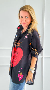 Roses Are Red Italian Blouse-110 Long Sleeve Tops-Italianissimo-Coastal Bloom Boutique, find the trendiest versions of the popular styles and looks Located in Indialantic, FL