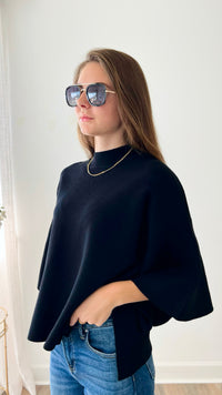 Bell Sleeve Sweater- Black-140 Sweaters-Zenana-Coastal Bloom Boutique, find the trendiest versions of the popular styles and looks Located in Indialantic, FL