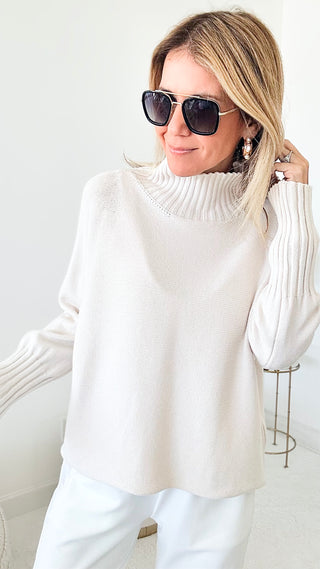 Break Free Long Sleeve Italian Sweater Top - Ivory