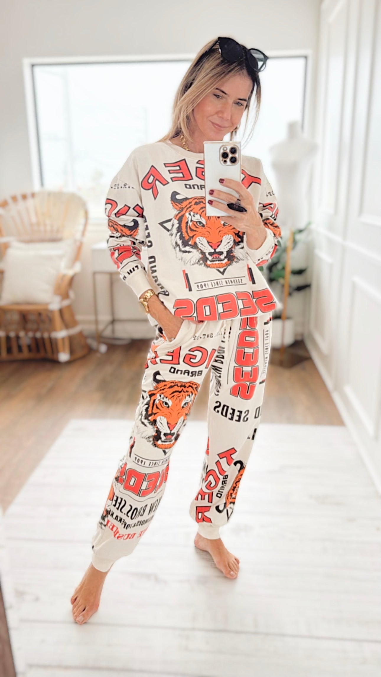 Tiger Seeds-Block Print Jogger Pant-100 Pants-L.A SOUL-Coastal Bloom Boutique, find the trendiest versions of the popular styles and looks Located in Indialantic, FL