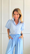 Gingham Short Sleeves Top-110 Short Sleeve Tops-Jodifl-Coastal Bloom Boutique, find the trendiest versions of the popular styles and looks Located in Indialantic, FL