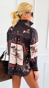 Gallop Glam Italian Blouse-110 Long Sleeve Tops-AZUL MONACO-Coastal Bloom Boutique, find the trendiest versions of the popular styles and looks Located in Indialantic, FL