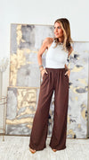 Printed Straight Leg Pants - Brown-170 Bottoms-EESOME-Coastal Bloom Boutique, find the trendiest versions of the popular styles and looks Located in Indialantic, FL