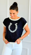 Lucky Charm Knit Top - Navy-100 Sleeveless Tops-Blu Pepper-Coastal Bloom Boutique, find the trendiest versions of the popular styles and looks Located in Indialantic, FL