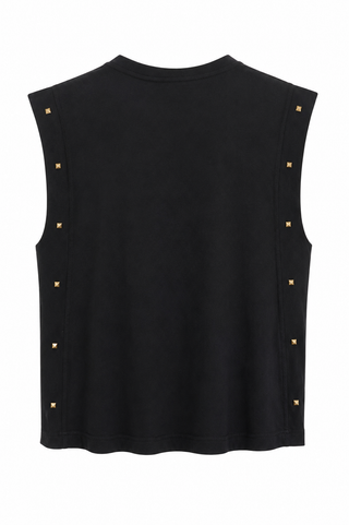 Studded Edge Italian Top - Black