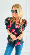 Garden Muse Puff Sleeve Top-110 Short Sleeve Tops-entro-Coastal Bloom Boutique, find the trendiest versions of the popular styles and looks Located in Indialantic, FL
