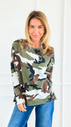 Off-Duty Edge Camo Top-130 Long Sleeve Tops-V6-Coastal Bloom Boutique, find the trendiest versions of the popular styles and looks Located in Indialantic, FL