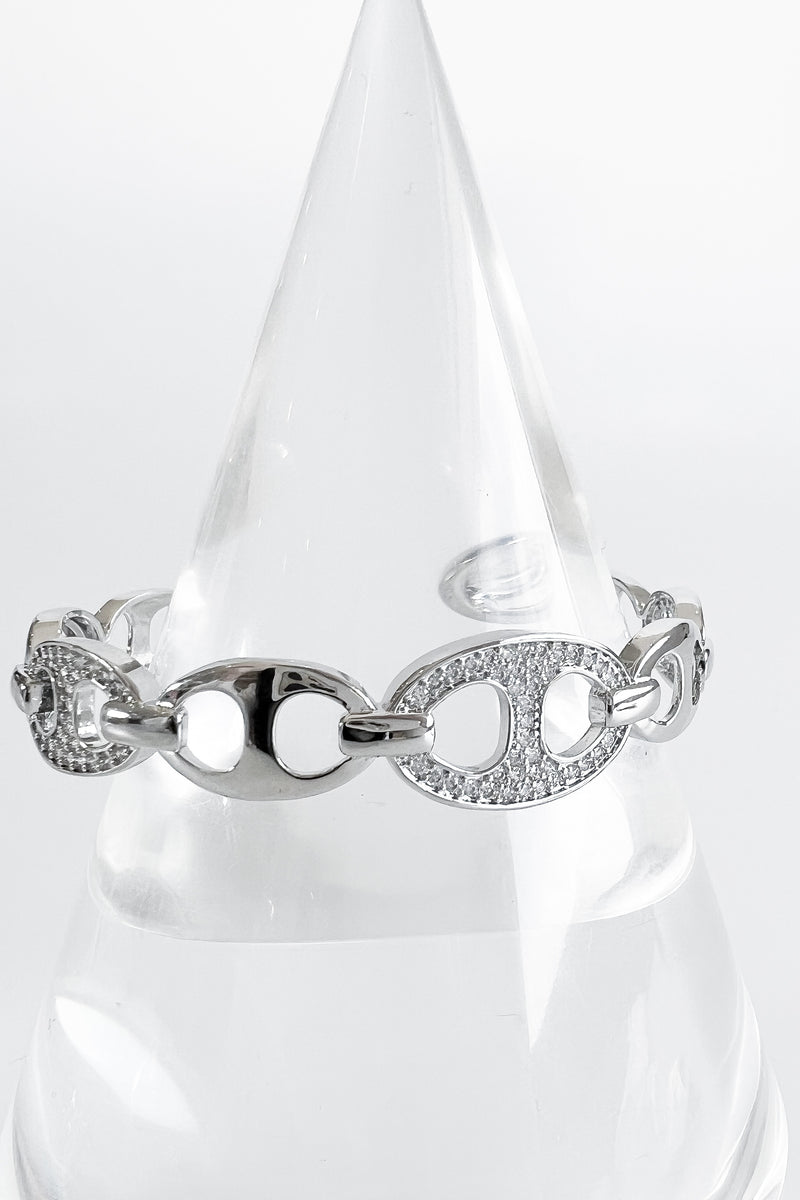 CZ Puff G Link Cuff Bracelet-230 Jewelry-BbLila-Coastal Bloom Boutique, find the trendiest versions of the popular styles and looks Located in Indialantic, FL