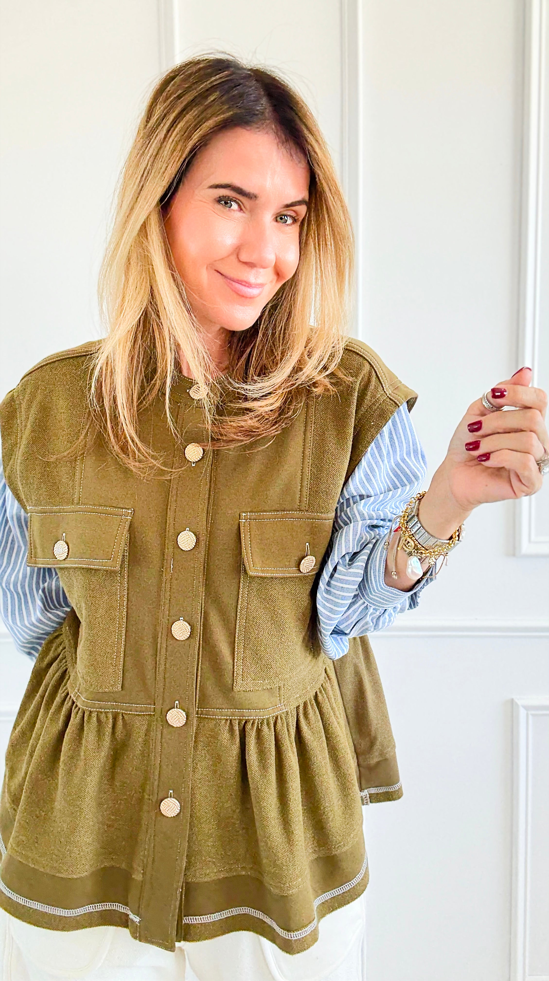 Stripe Contrast Top-130 Long Sleeve Set-sew in love-Coastal Bloom Boutique, find the trendiest versions of the popular styles and looks Located in Indialantic, FL