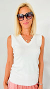 V Neck Sleeveless Sweater - Ivory-100 Sleeveless Tops-Cielo-Coastal Bloom Boutique, find the trendiest versions of the popular styles and looks Located in Indialantic, FL