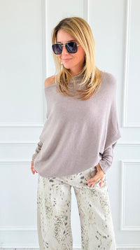 Asymmetrical Cowl Neck Italian Sweater-Taupe-140 Sweaters-J.D. PRONTO MODA-Coastal Bloom Boutique, find the trendiest versions of the popular styles and looks Located in Indialantic, FL