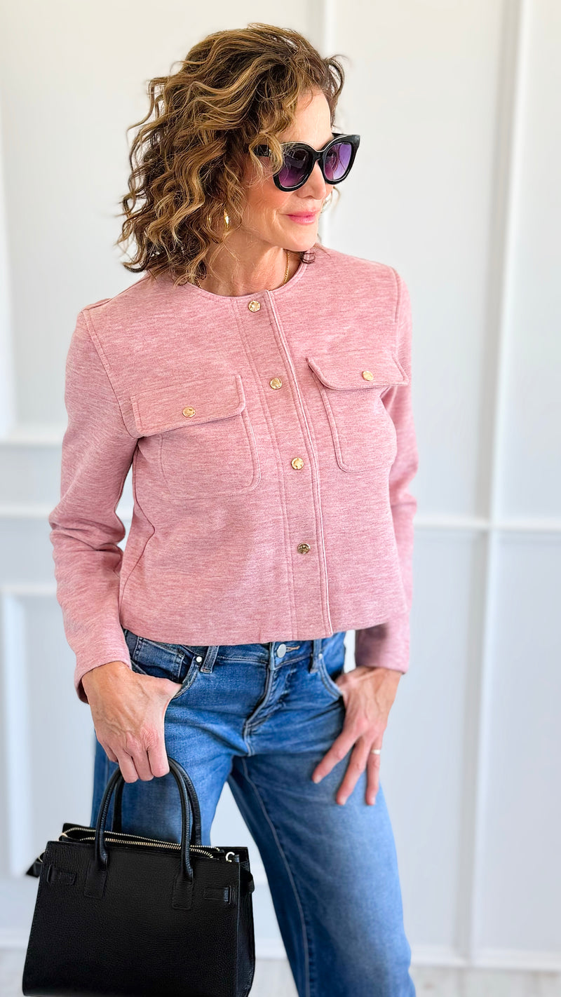 Polished Ease Cropped Jacket-160 Jackets-White Birch-Coastal Bloom Boutique, find the trendiest versions of the popular styles and looks Located in Indialantic, FL