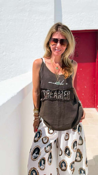 Fearlessly Dreaming Italian Tank Top- Brown