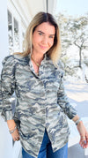 Camo Cinched Printed Jacket-160 Jackets-NoaBoa-Coastal Bloom Boutique, find the trendiest versions of the popular styles and looks Located in Indialantic, FL
