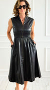 Power Play Faux Leather Midi Dress-200 Dresses/Jumpsuits/Rompers-entro-Coastal Bloom Boutique, find the trendiest versions of the popular styles and looks Located in Indialantic, FL