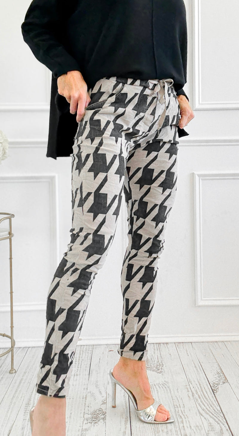 Italian Houndstooth Corduroy Crinkle Joggers-180 Joggers-V6-Coastal Bloom Boutique, find the trendiest versions of the popular styles and looks Located in Indialantic, FL