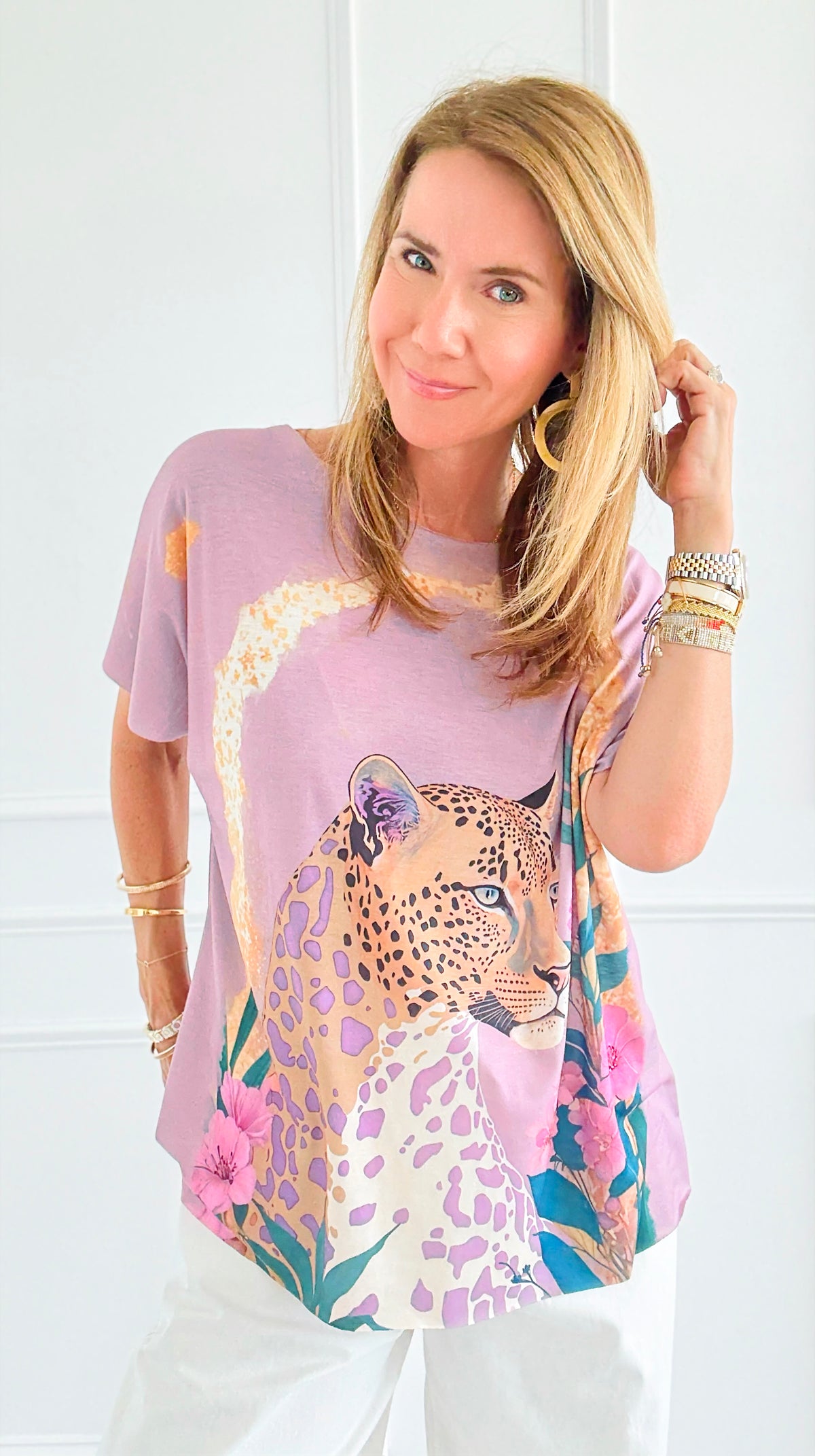 Realm Panther Bloom Italian Graphic Tee-110 short Sleeve Top-Italianissimo-Coastal Bloom Boutique, find the trendiest versions of the popular styles and looks Located in Indialantic, FL