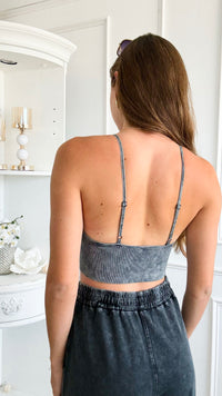 Washed Bra Padded Tank Top - Ash Black-220 Intimates-Zenana-Coastal Bloom Boutique, find the trendiest versions of the popular styles and looks Located in Indialantic, FL
