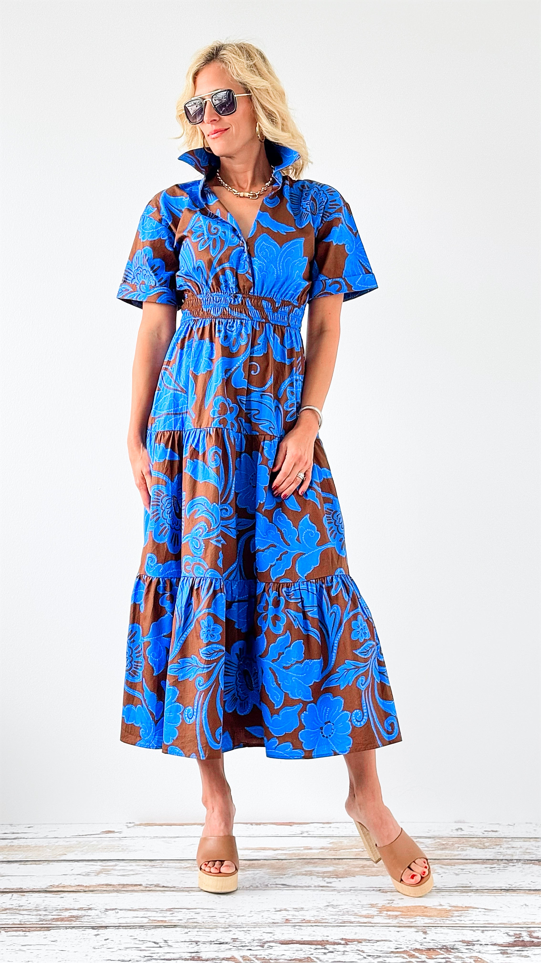 Bold Floral Midi Dress-200 Dresses/Jumpsuits/Rompers-SUGARLIPS-Coastal Bloom Boutique, find the trendiest versions of the popular styles and looks Located in Indialantic, FL