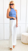Knitted Wide Leg Pants - White-170 Bottoms-original usa-Coastal Bloom Boutique, find the trendiest versions of the popular styles and looks Located in Indialantic, FL