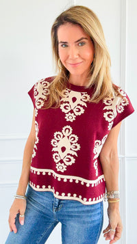 Floral Jacquard Sleeveless Top-100 Sleeveless Tops-entro-Coastal Bloom Boutique, find the trendiest versions of the popular styles and looks Located in Indialantic, FL