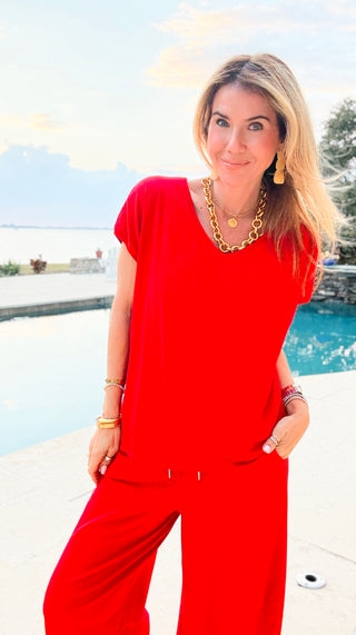 Alys Cotton Italian Top- Red