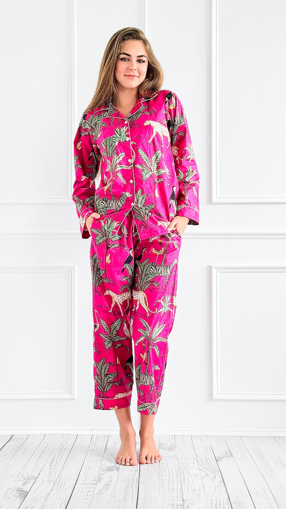 Pre Auth - Tropical Paradise Cotton Pajama Set-220 Intimates-bhavnas boutique-Coastal Bloom Boutique, find the trendiest versions of the popular styles and looks Located in Indialantic, FL