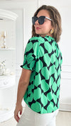 Tunic Blouse Top - Green-110 Short Sleeve Tops-Rousseau-Coastal Bloom Boutique, find the trendiest versions of the popular styles and looks Located in Indialantic, FL