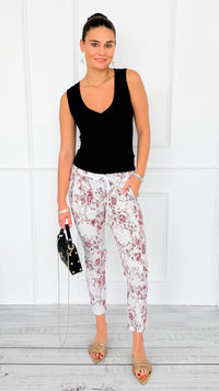 Botanical Zip Italian Jogger-180 Joggers-V SKY-Coastal Bloom Boutique, find the trendiest versions of the popular styles and looks Located in Indialantic, FL