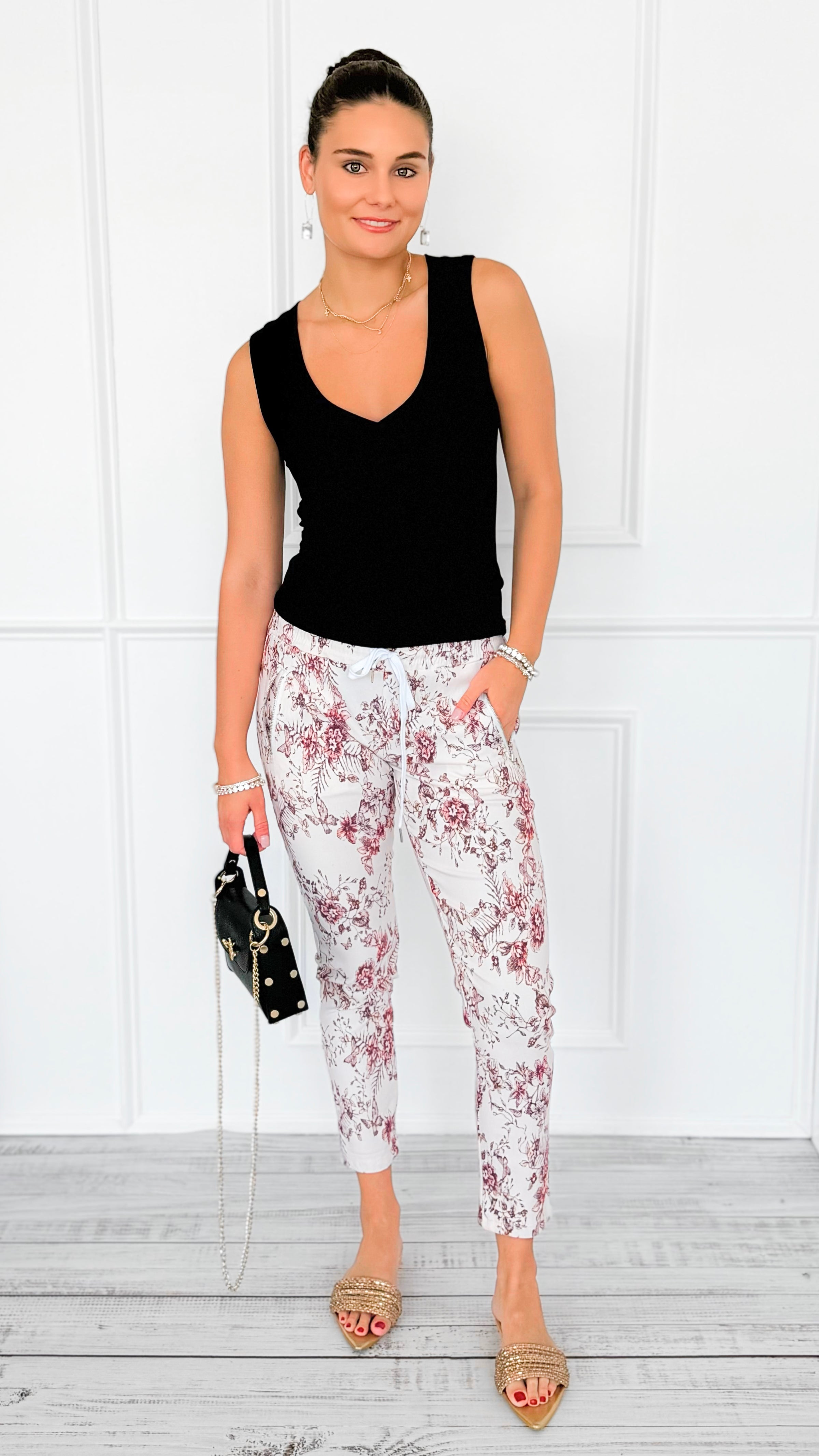 Botanical Zip Italian Jogger-180 Joggers-V SKY-Coastal Bloom Boutique, find the trendiest versions of the popular styles and looks Located in Indialantic, FL
