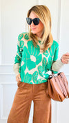 Bold Blossom Knit Sweater-140 Sweaters-sew in love-Coastal Bloom Boutique, find the trendiest versions of the popular styles and looks Located in Indialantic, FL