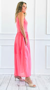 Breezy Stroll Italian Dress- Coral-200 Dresses/Jumpsuits/Rompers-Italianissimo-Coastal Bloom Boutique, find the trendiest versions of the popular styles and looks Located in Indialantic, FL