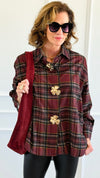 Plaid Petals Corduroy Italian Blouse-110 Long Sleeve Tops-TATTOO Z-Coastal Bloom Boutique, find the trendiest versions of the popular styles and looks Located in Indialantic, FL