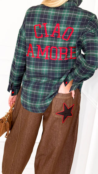 Star Patch Wide Leg Barrel Jeans