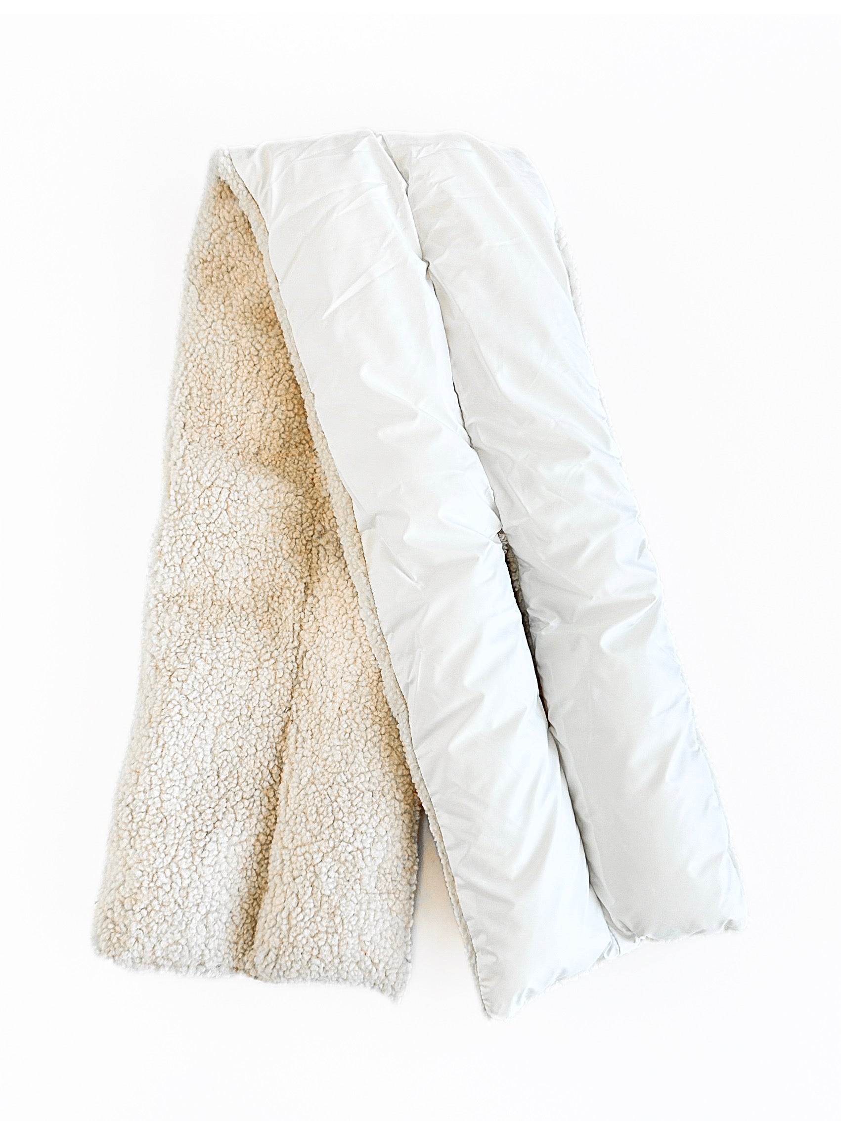 Reversible Puffer Sherpa Pull Through Scarf - White-260 Other Accessories-NYW-Coastal Bloom Boutique, find the trendiest versions of the popular styles and looks Located in Indialantic, FL