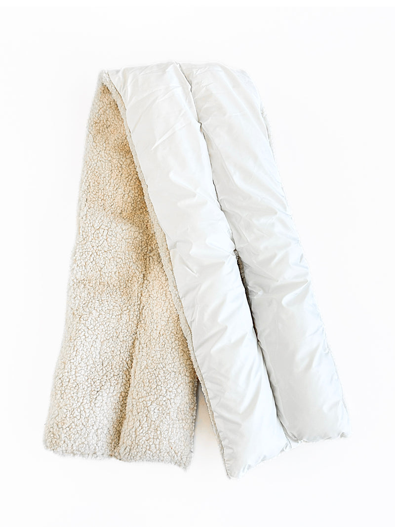 Reversible Puffer Sherpa Pull Through Scarf - White-260 Other Accessories-NYW-Coastal Bloom Boutique, find the trendiest versions of the popular styles and looks Located in Indialantic, FL