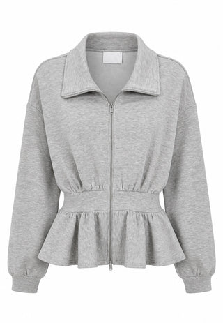 Peplum Zip Jacket - H Grey