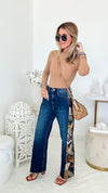 Wild Jungle Embroidered Jeans-190 Denim-AV Denim - Driftwood-Coastal Bloom Boutique, find the trendiest versions of the popular styles and looks Located in Indialantic, FL