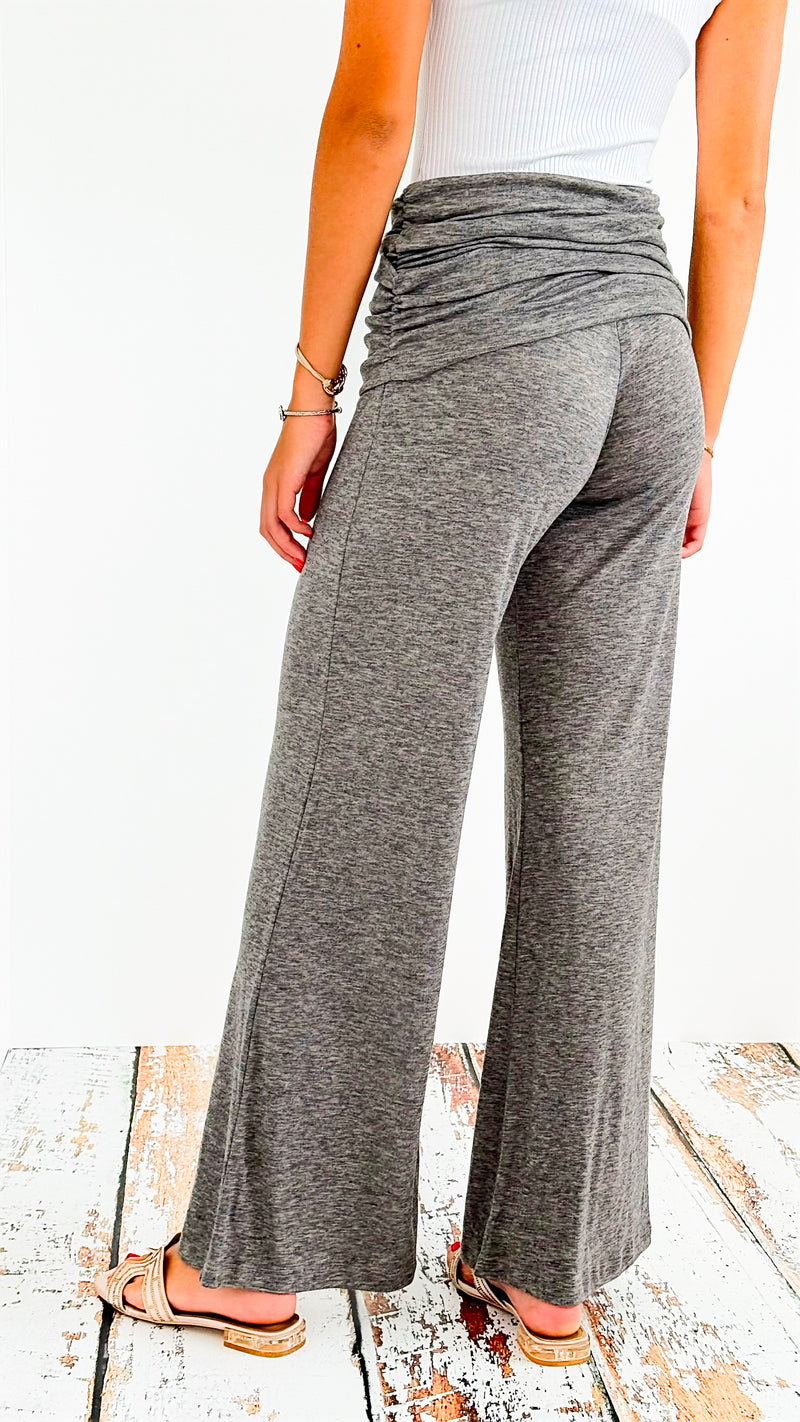 Wide Ruched Waist Pant-170 Bottoms-Chatoyant-Coastal Bloom Boutique, find the trendiest versions of the popular styles and looks Located in Indialantic, FL