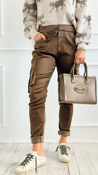 Urban Cargo Wish List Italian Joggers- Brown-180 Joggers-CRIS S.R.L.-Coastal Bloom Boutique, find the trendiest versions of the popular styles and looks Located in Indialantic, FL