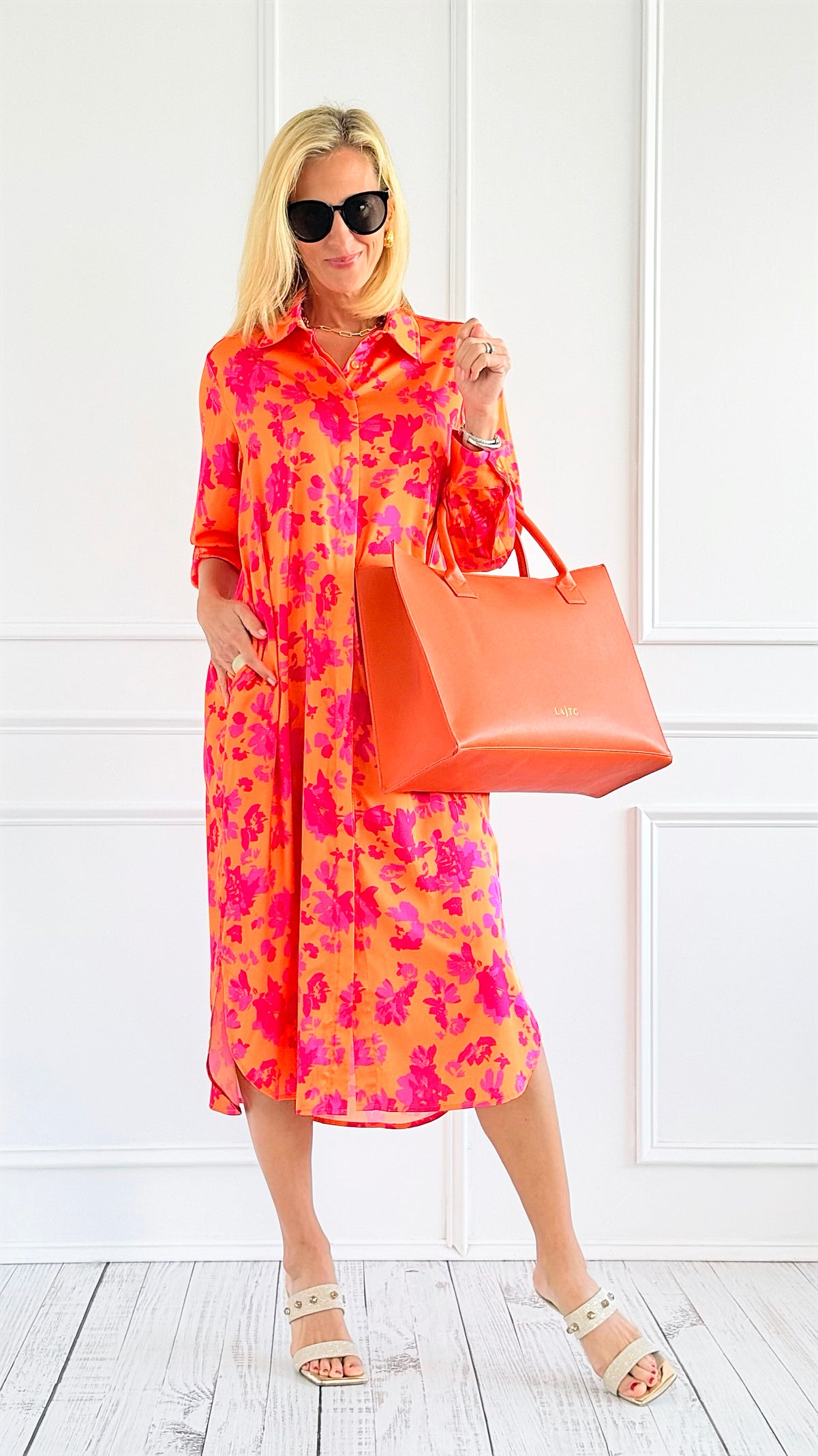 Bold Bloom Shirt Dress-200 dresses/jumpsuits/rompers-Joh Apparel-Coastal Bloom Boutique, find the trendiest versions of the popular styles and looks Located in Indialantic, FL