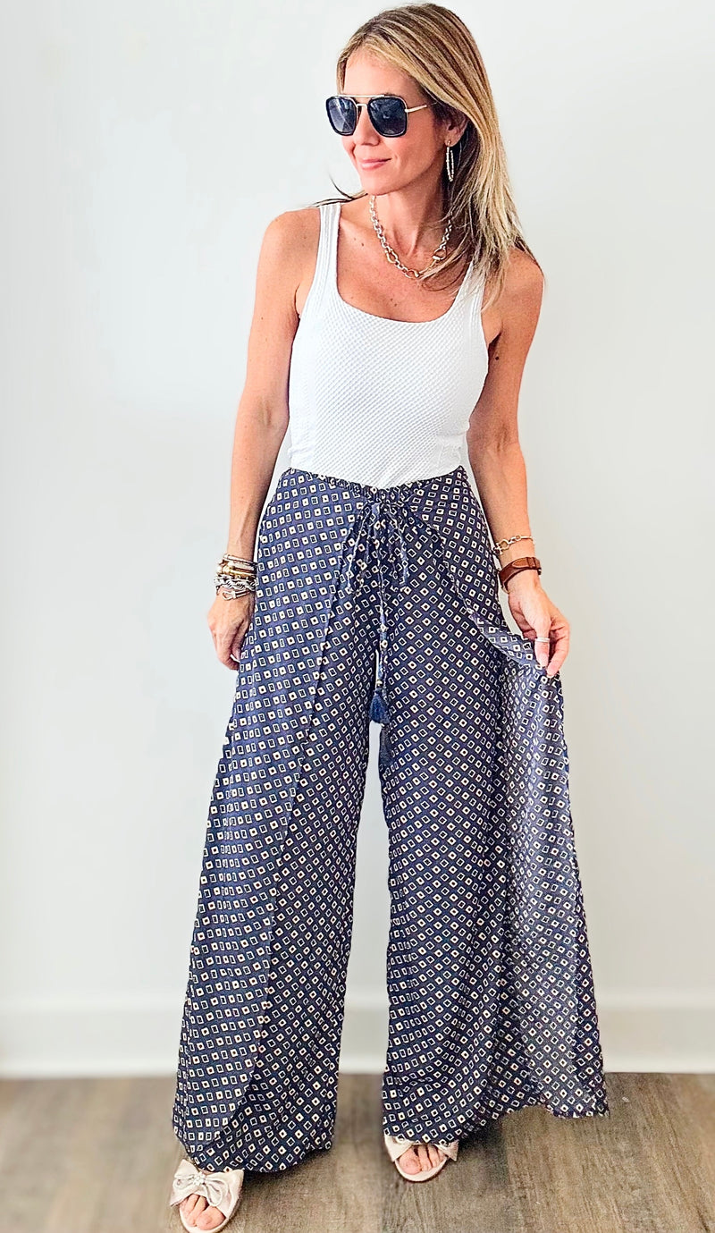 Postage Stamp Wrap Pants-170 Bottoms-Fashion Fuse-Coastal Bloom Boutique, find the trendiest versions of the popular styles and looks Located in Indialantic, FL
