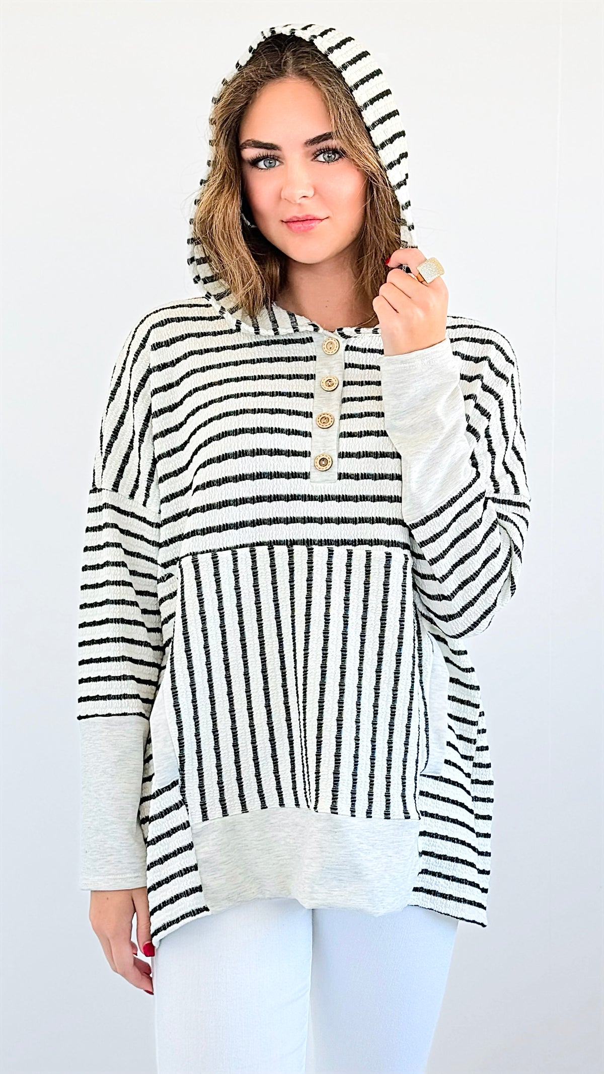 Striped Knit Pullover-140 Sweaters-Heimish-Coastal Bloom Boutique, find the trendiest versions of the popular styles and looks Located in Indialantic, FL