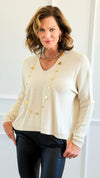 Pure Luxe V-Neck Italian Sweater- Oyster-140 Sweaters-Aute-Coastal Bloom Boutique, find the trendiest versions of the popular styles and looks Located in Indialantic, FL