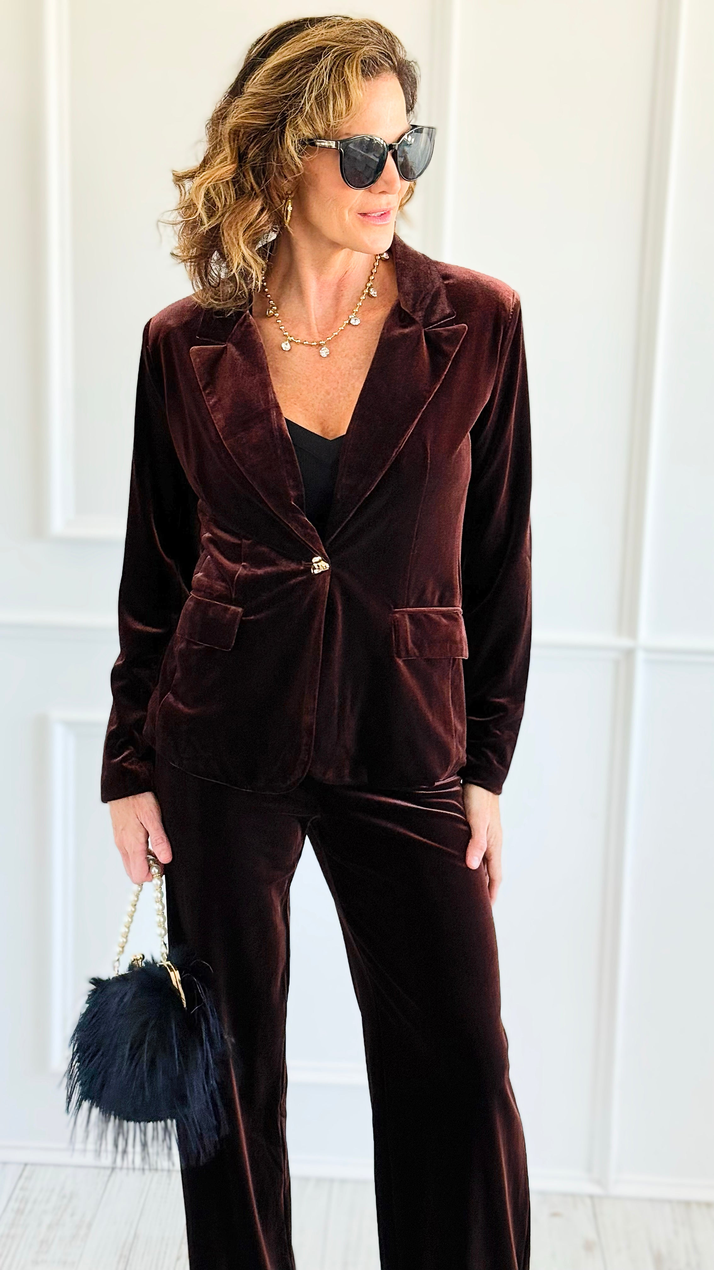 Evening Affair Velvet Blazer-160 Jackets-Must Have-Coastal Bloom Boutique, find the trendiest versions of the popular styles and looks Located in Indialantic, FL