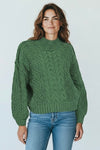 Shoreline Cable Knit Sweater - Dk Green-140 Sweaters-Zenana-Coastal Bloom Boutique, find the trendiest versions of the popular styles and looks Located in Indialantic, FL